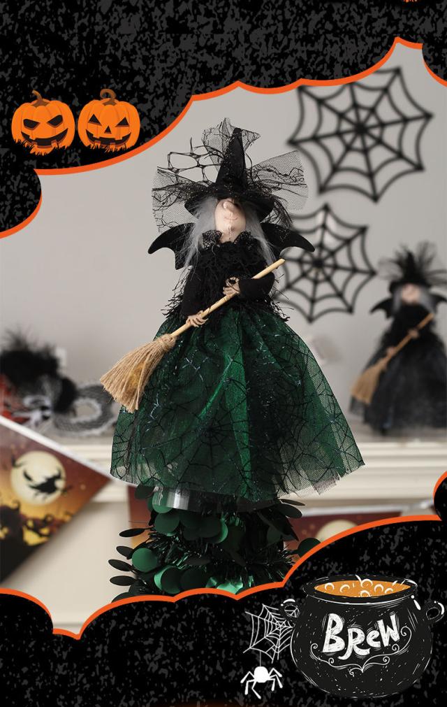 2点セット」ハロウィン 飾り お人形 飾り物 巫女 魔女 ぬいぐるみ 置物